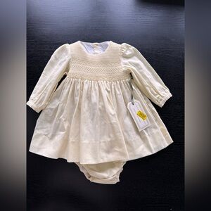 Edgehill Collection- New butter yellow linen Long Sleeve Baby Dress